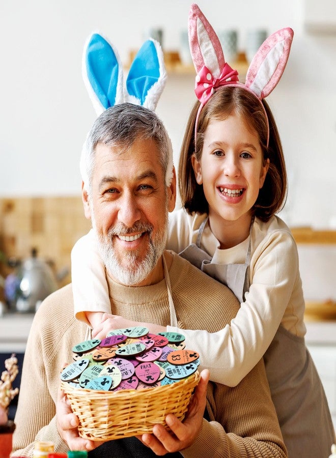 مجموعة جيلي آرتش المكونة من 120 قطعة من رموز بيض عيد الفصح الخشبية، مع حقيبة هدايا، مثالية لحشو سلال الأرانب الخشبية، مع 30 عبارة محفورة مختلفة، هدايا حرفية لتزيين حفلات الربيع. - Image 5